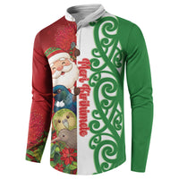 Meri Kirihimete New Zealand Personalised Button Sweatshirt Cute Santa NZ Animals and Pohutukawa
