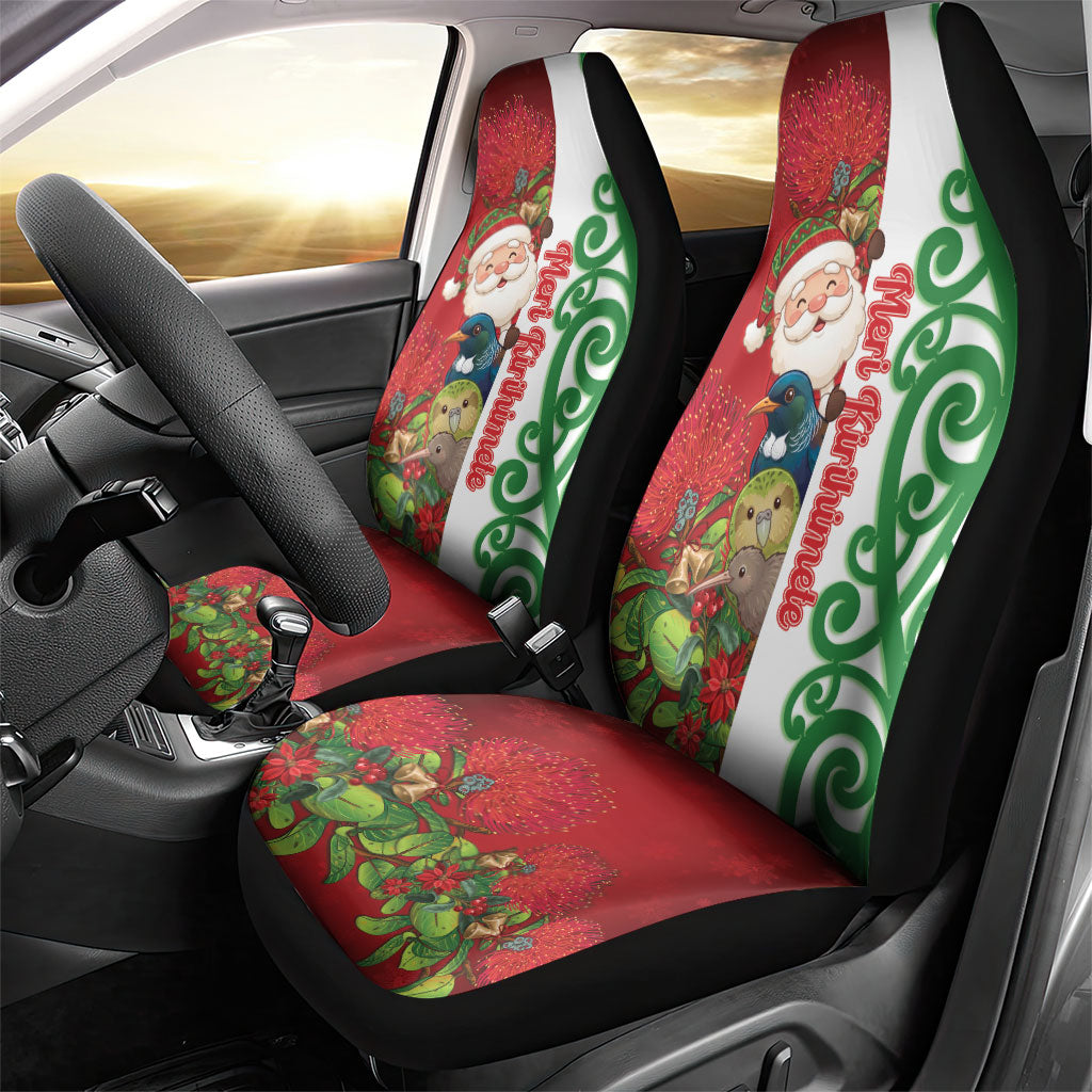 Meri Kirihimete New Zealand Car Seat Cover Cute Santa NZ Animals and Pohutukawa