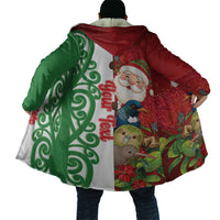 Meri Kirihimete New Zealand Personalised Cloak Cute Santa NZ Animals and Pohutukawa