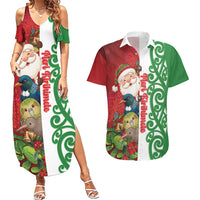 Meri Kirihimete New Zealand Personalised Couples Matching Summer Maxi Dress and Hawaiian Shirt Cute Santa NZ Animals and Pohutukawa