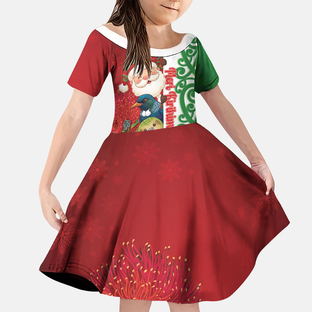 Meri Kirihimete New Zealand Personalised Family Matching Mermaid Dress and Hawaiian Shirt Cute Santa NZ Animals and Pohutukawa