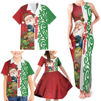 Meri Kirihimete New Zealand Personalised Family Matching Tank Maxi Dress and Hawaiian Shirt Cute Santa NZ Animals and Pohutukawa