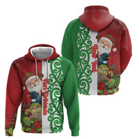 Meri Kirihimete New Zealand Personalised Hoodie Cute Santa NZ Animals and Pohutukawa