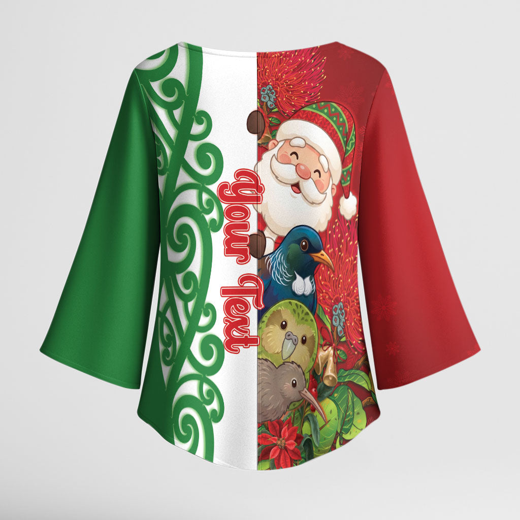 Meri Kirihimete New Zealand Personalised Kimono Sleeve Blouse Cute Santa NZ Animals and Pohutukawa