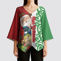 Meri Kirihimete New Zealand Personalised Kimono Sleeve Blouse Cute Santa NZ Animals and Pohutukawa