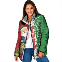 Meri Kirihimete New Zealand Personalised Padded Jacket Cute Santa NZ Animals and Pohutukawa
