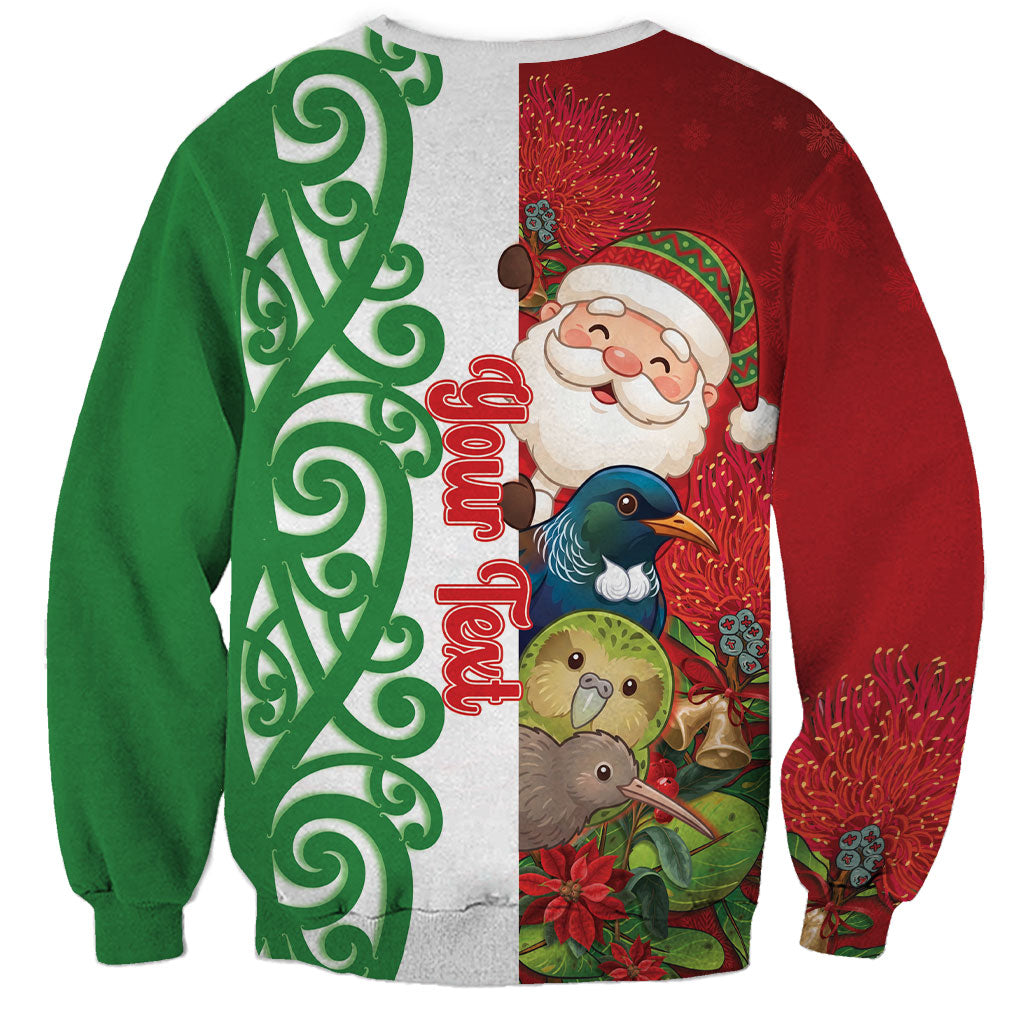 Meri Kirihimete New Zealand Personalised Sweatshirt Cute Santa NZ Animals and Pohutukawa