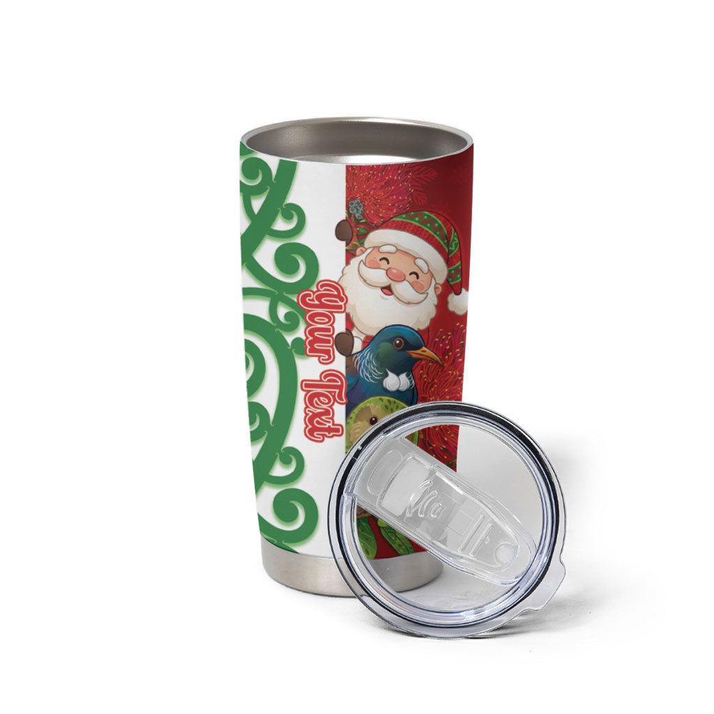 Meri Kirihimete New Zealand Personalised Tumbler Cup Cute Santa NZ Animals and Pohutukawa