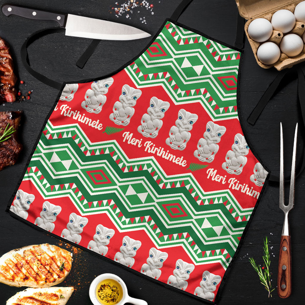 New Zealand Christmas In July Apron Meri Kirihimete Hei Tiki Taniko Motifs Seamless