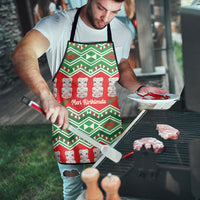 New Zealand Christmas In July Apron Meri Kirihimete Hei Tiki Taniko Motifs Seamless