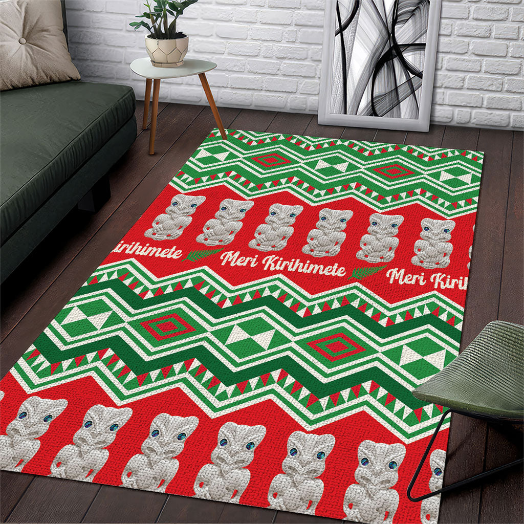 New Zealand Christmas In July Area Rug Meri Kirihimete Hei Tiki Taniko Motifs Seamless
