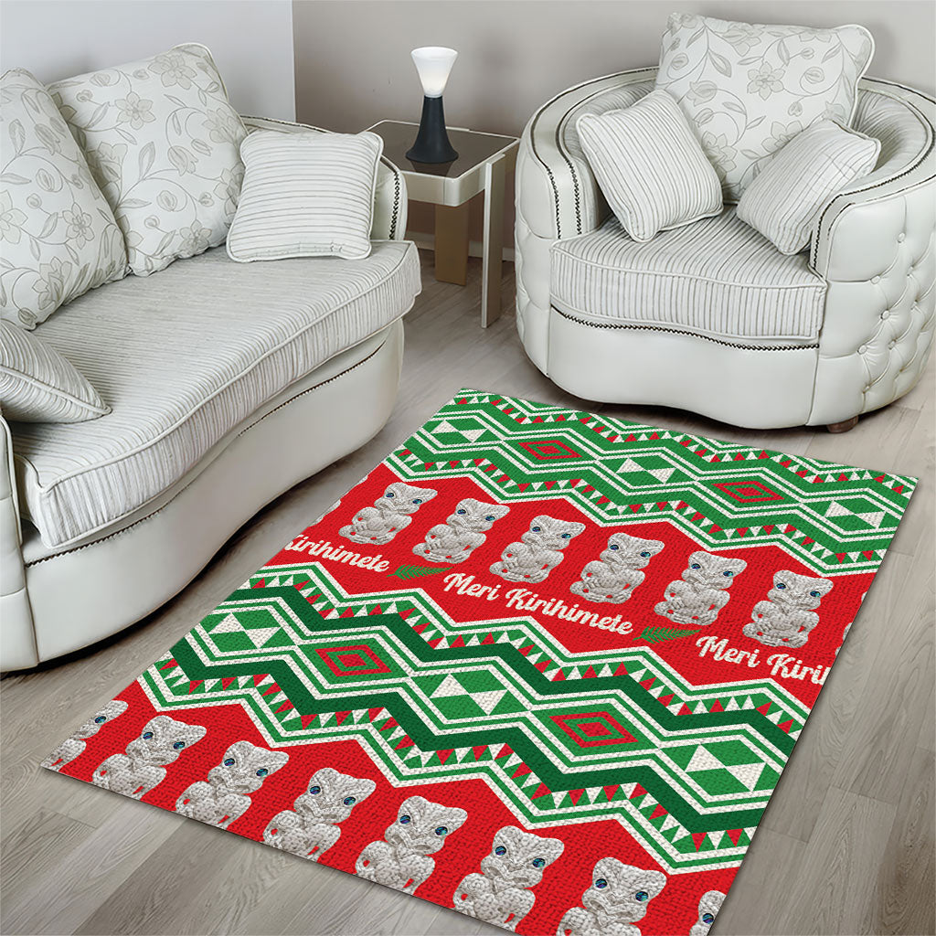 New Zealand Christmas In July Area Rug Meri Kirihimete Hei Tiki Taniko Motifs Seamless