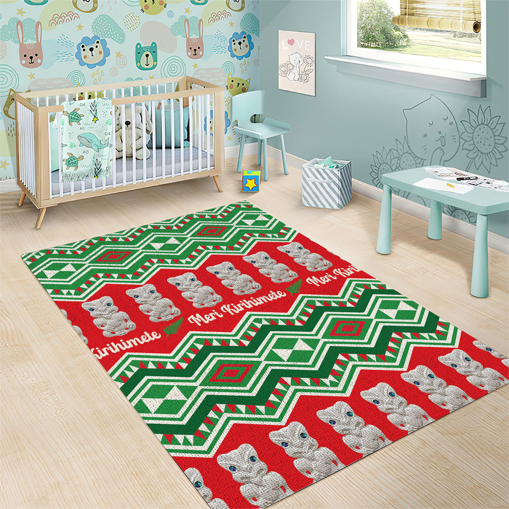 New Zealand Christmas In July Area Rug Meri Kirihimete Hei Tiki Taniko Motifs Seamless