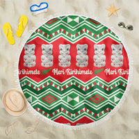 New Zealand Christmas In July Beach Blanket Meri Kirihimete Hei Tiki Taniko Motifs Seamless