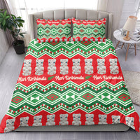 New Zealand Christmas In July Bedding Set Meri Kirihimete Hei Tiki Taniko Motifs Seamless