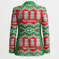 New Zealand Christmas In July Blazer Meri Kirihimete Hei Tiki Taniko Motifs Seamless