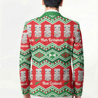 New Zealand Christmas In July Blazer Meri Kirihimete Hei Tiki Taniko Motifs Seamless