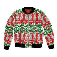 New Zealand Christmas In July Bomber Jacket Meri Kirihimete Hei Tiki Taniko Motifs Seamless