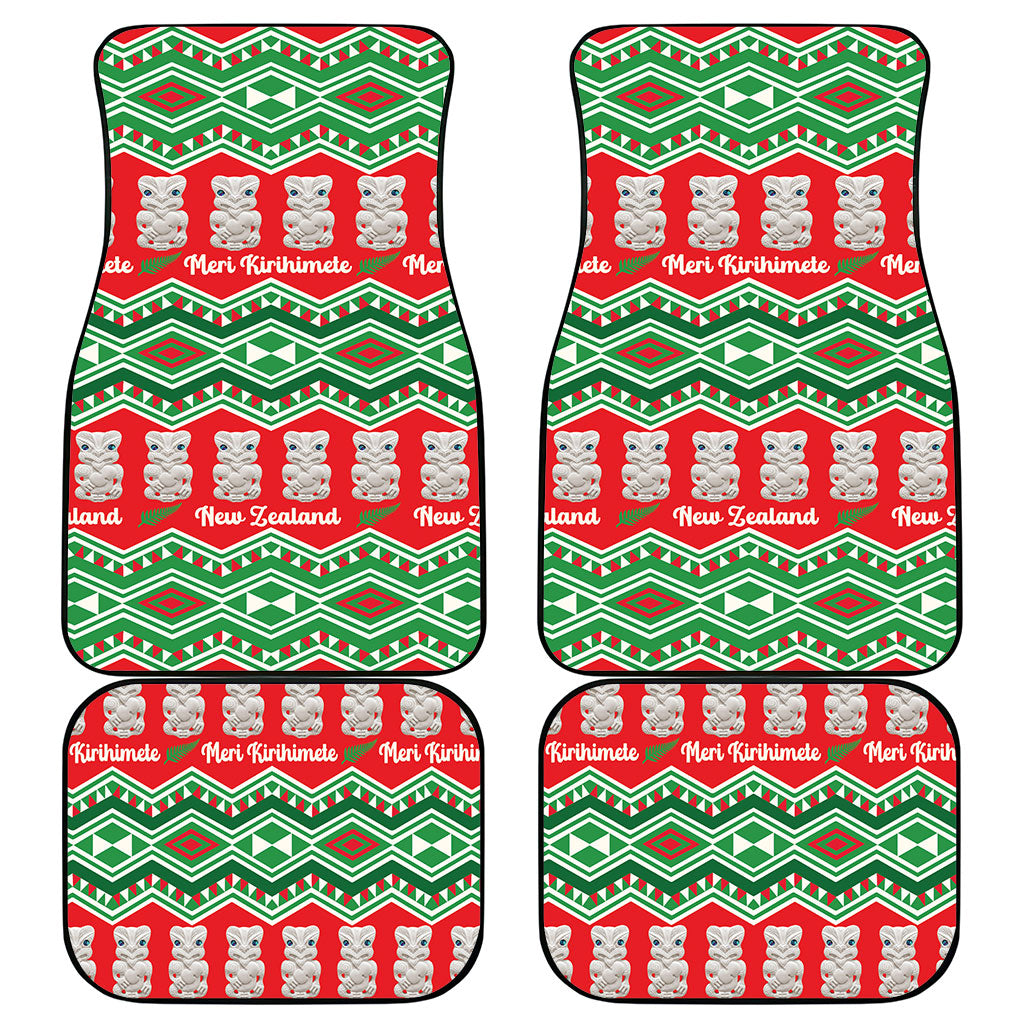 New Zealand Christmas In July Car Mats Meri Kirihimete Hei Tiki Taniko Motifs Seamless