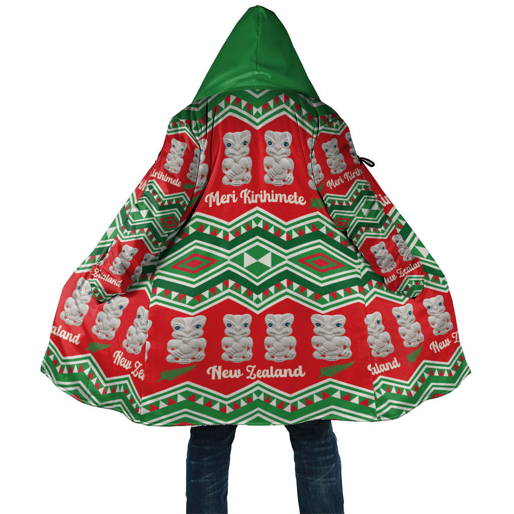 New Zealand Christmas In July Cloak Meri Kirihimete Hei Tiki Taniko Motifs Seamless LT14 Unisex Red - Polynesian Pride
