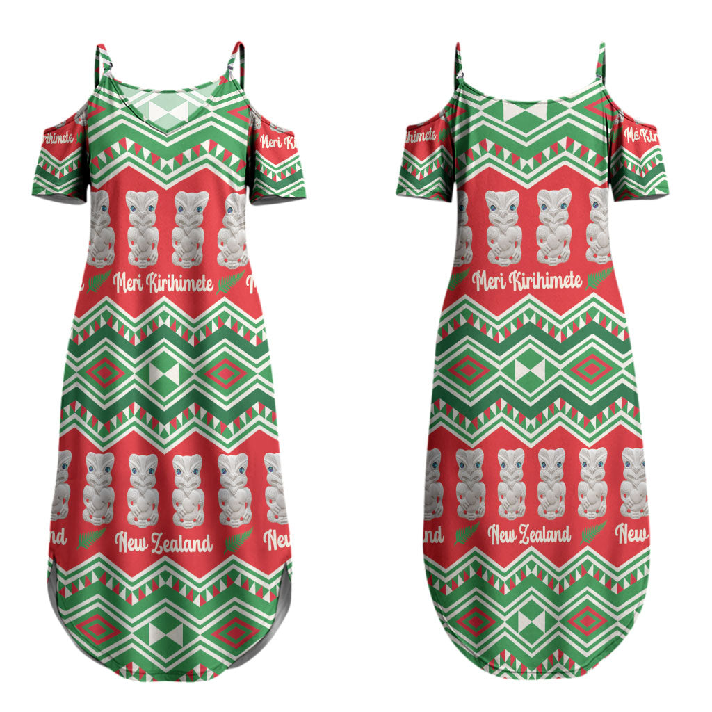 New Zealand Christmas In July Couples Matching Summer Maxi Dress and Hawaiian Shirt Meri Kirihimete Hei Tiki Taniko Motifs Seamless LT14 - Polynesian Pride