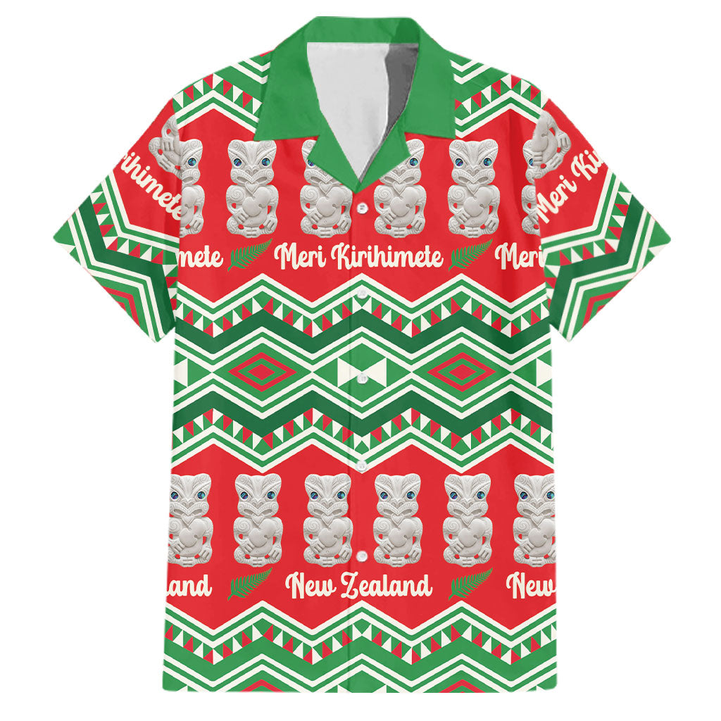 New Zealand Christmas In July Family Matching Tank Maxi Dress and Hawaiian Shirt Meri Kirihimete Hei Tiki Taniko Motifs Seamless