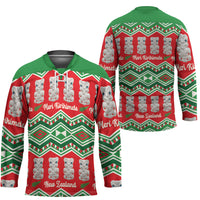 New Zealand Christmas In July Hockey Jersey Meri Kirihimete Hei Tiki Taniko Motifs Seamless