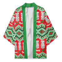 New Zealand Christmas In July Kimono Meri Kirihimete Hei Tiki Taniko Motifs Seamless