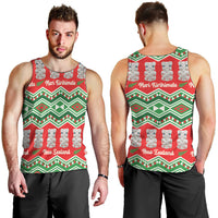New Zealand Christmas In July Men Tank Top Meri Kirihimete Hei Tiki Taniko Motifs Seamless