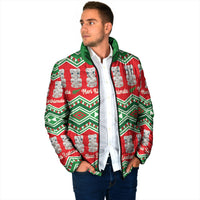 New Zealand Christmas In July Padded Jacket Meri Kirihimete Hei Tiki Taniko Motifs Seamless