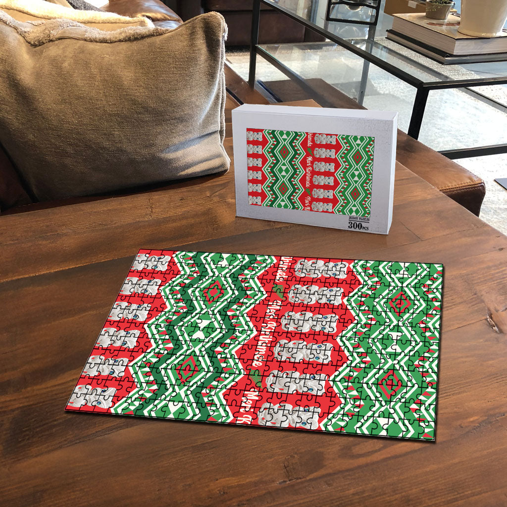 New Zealand Christmas In July Puzzle Meri Kirihimete Hei Tiki Taniko Motifs Seamless