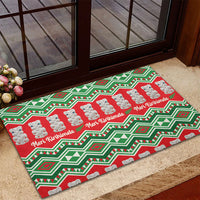 New Zealand Christmas In July Rubber Doormat Meri Kirihimete Hei Tiki Taniko Motifs Seamless