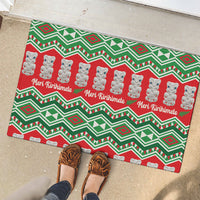 New Zealand Christmas In July Rubber Doormat Meri Kirihimete Hei Tiki Taniko Motifs Seamless