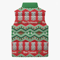 New Zealand Christmas In July Sleeveless Puffer Jacket Meri Kirihimete Hei Tiki Taniko Motifs Seamless