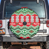 New Zealand Christmas In July Spare Tire Cover Meri Kirihimete Hei Tiki Taniko Motifs Seamless