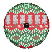 New Zealand Christmas In July Spare Tire Cover Meri Kirihimete Hei Tiki Taniko Motifs Seamless