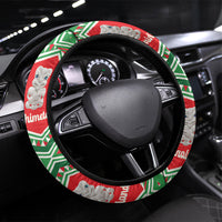 New Zealand Christmas In July Steering Wheel Cover Meri Kirihimete Hei Tiki Taniko Motifs Seamless