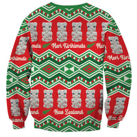 New Zealand Christmas In July Sweatshirt Meri Kirihimete Hei Tiki Taniko Motifs Seamless