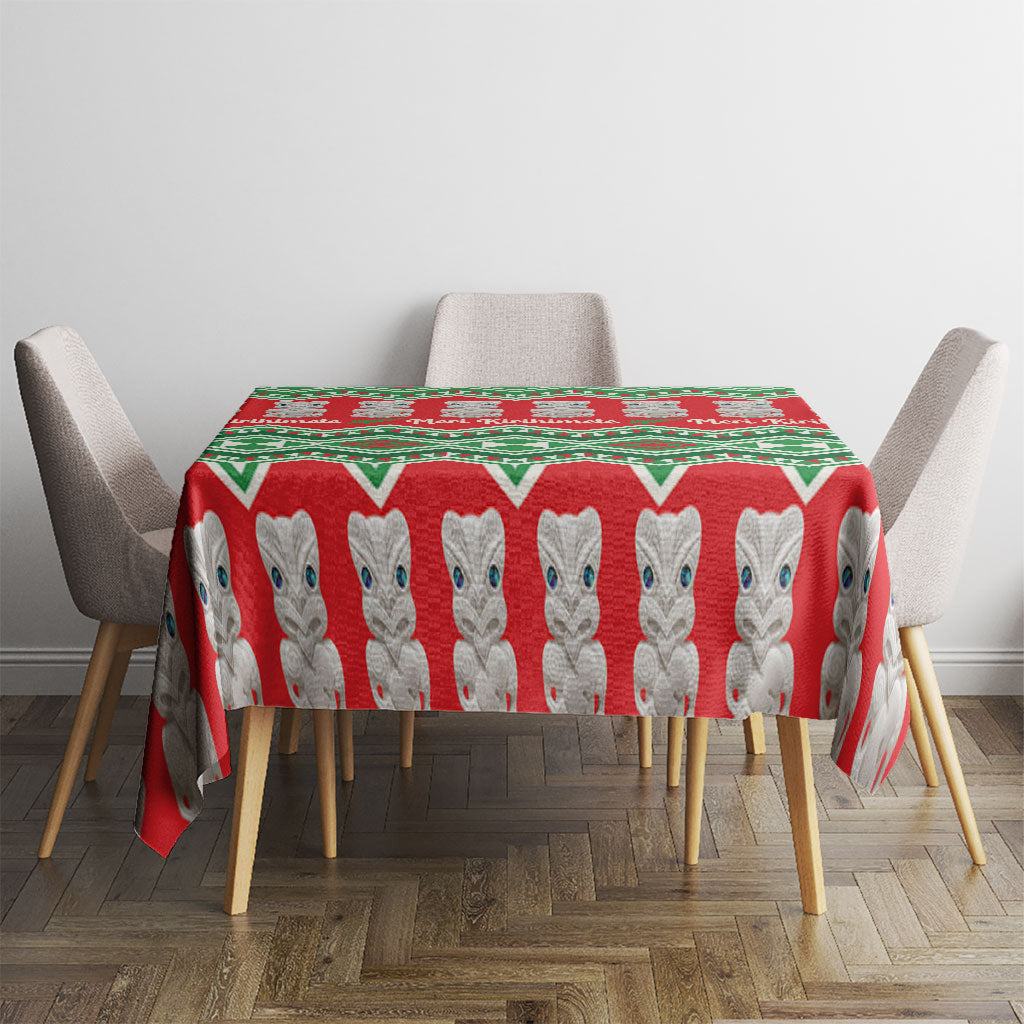 New Zealand Christmas In July Tablecloth Meri Kirihimete Hei Tiki Taniko Motifs Seamless