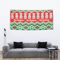 New Zealand Christmas In July Tapestry Meri Kirihimete Hei Tiki Taniko Motifs Seamless