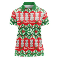 New Zealand Christmas In July Women Polo Shirt Meri Kirihimete Hei Tiki Taniko Motifs Seamless