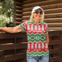 New Zealand Christmas In July Women Polo Shirt Meri Kirihimete Hei Tiki Taniko Motifs Seamless
