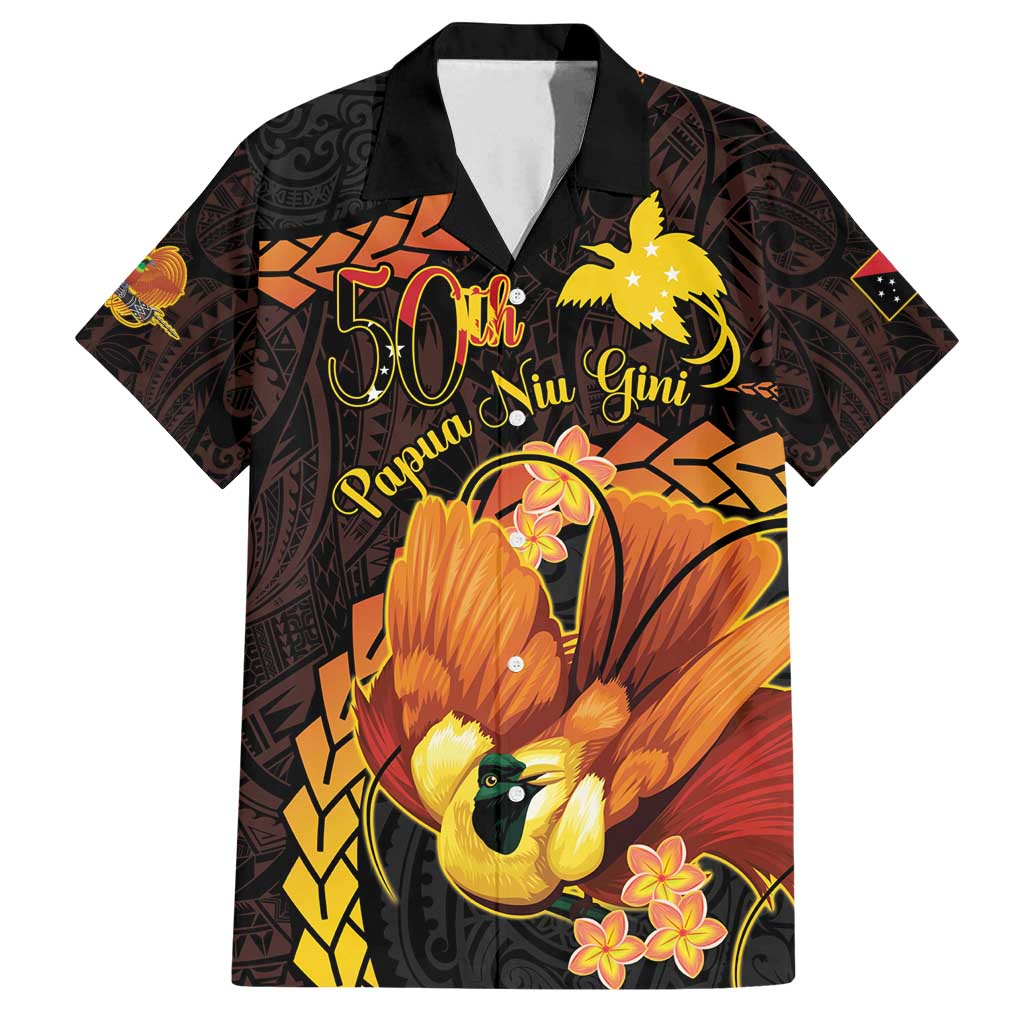 Papua New Guinea Independence Day Family Matching Off Shoulder Maxi Dress and Hawaiian Shirt 50th Anniversary Papua Niu Gini Bird Of Paradise LT14