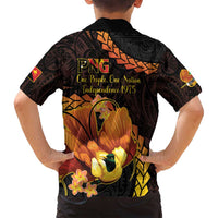 Papua New Guinea Independence Day Family Matching Off Shoulder Short Dress and Hawaiian Shirt 50th Anniversary Papua Niu Gini Bird Of Paradise LT14