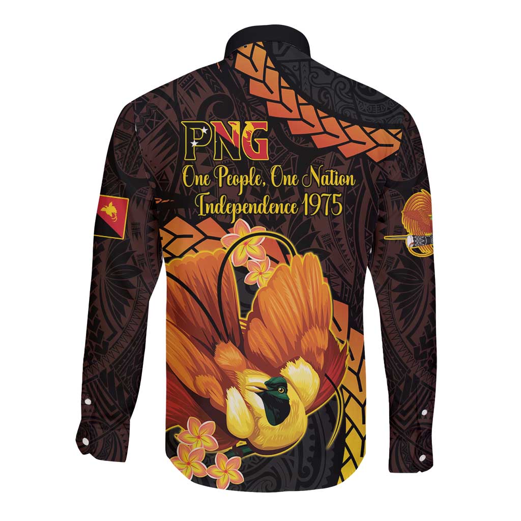 Papua New Guinea Independence Day Long Sleeve Button Shirt 50th Anniversary Papua Niu Gini Bird Of Paradise LT14