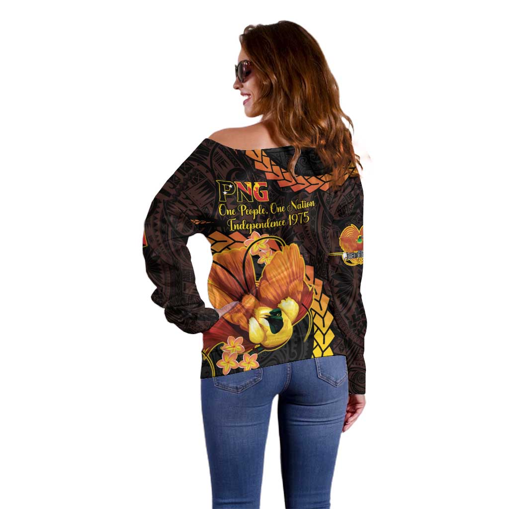 Papua New Guinea Independence Day Off Shoulder Sweater 50th Anniversary Papua Niu Gini Bird Of Paradise LT14