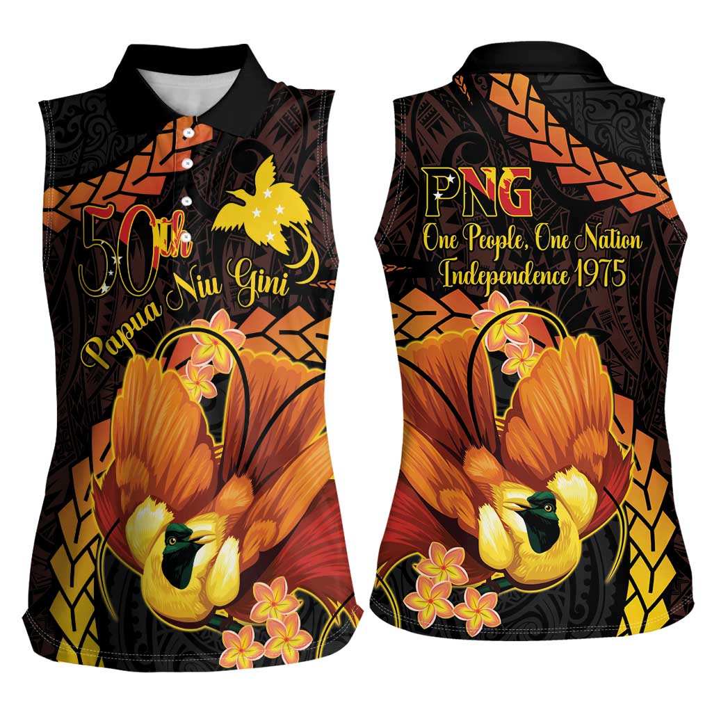 Papua New Guinea Independence Day Women Sleeveless Polo Shirt 50th Anniversary Papua Niu Gini Bird Of Paradise LT14