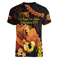 Papua New Guinea Independence Day Women V-Neck T-Shirt 50th Anniversary Papua Niu Gini Bird Of Paradise LT14