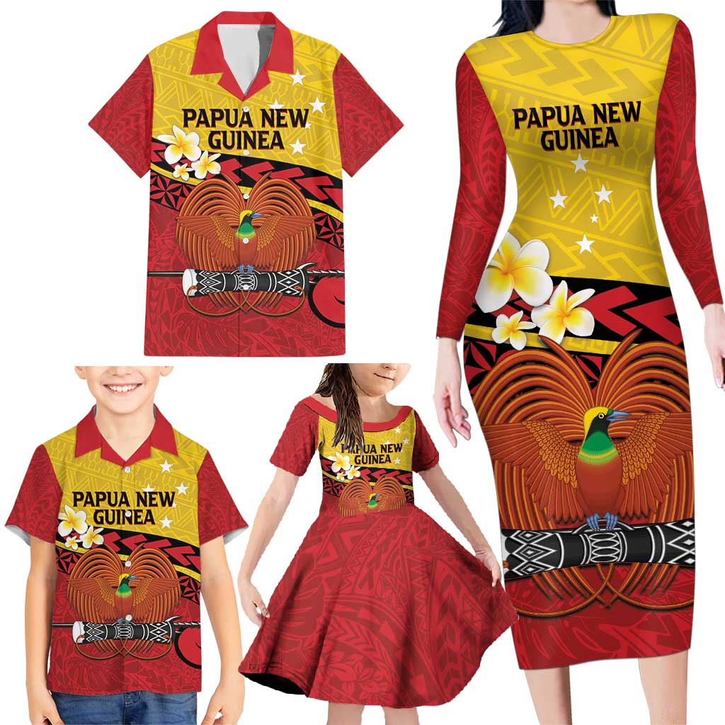 Papua New Guinea Independence Day Family Matching Long Sleeve Bodycon Dress and Hawaiian Shirt Since 1975 Unity In Diversity