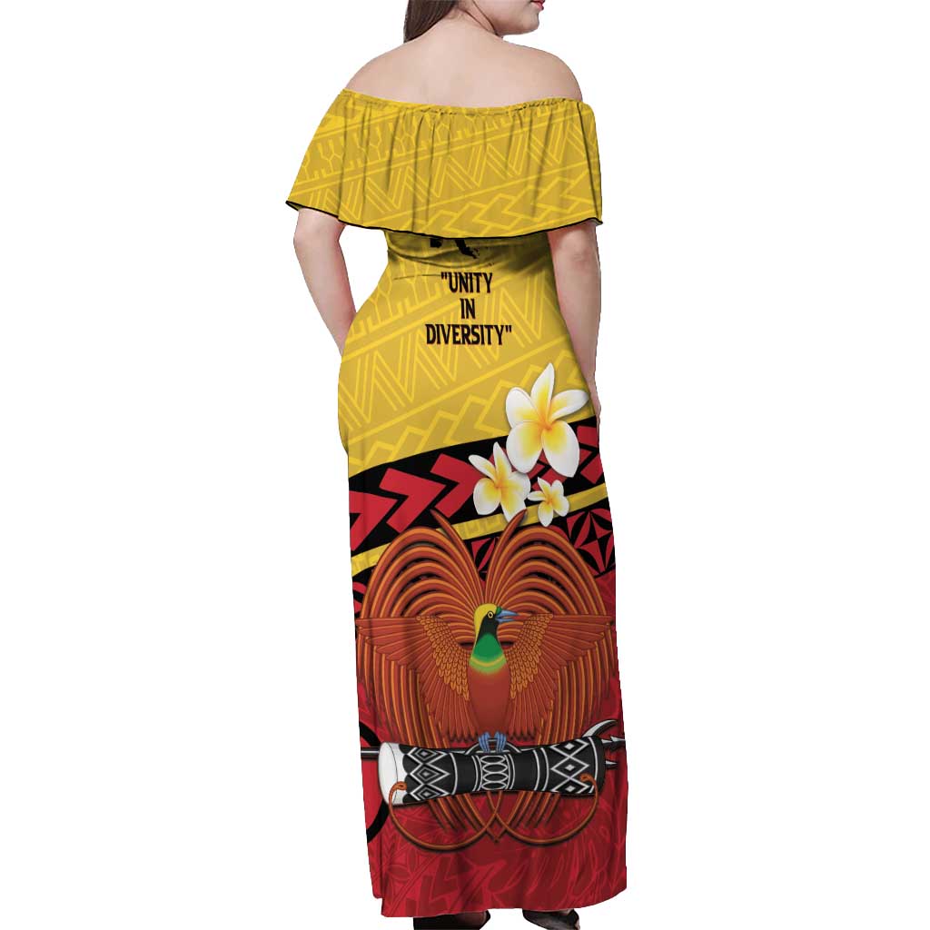 Papua New Guinea Independence Day Off Shoulder Maxi Dress Since 1975 Unity In Diversity